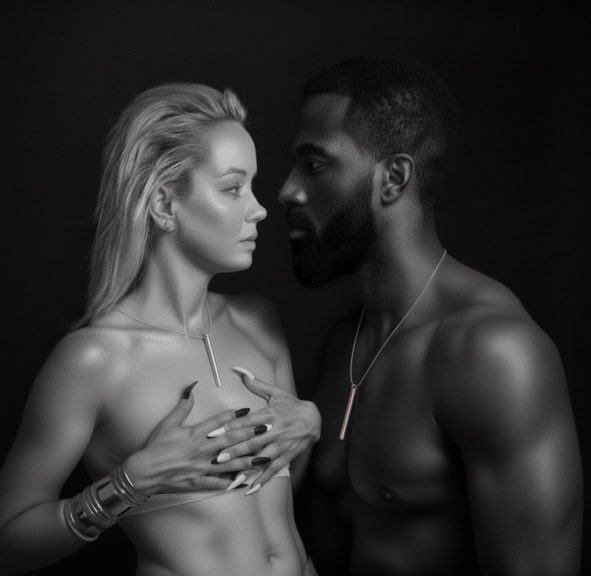 Male and female models wearing PURC Caffeine vials