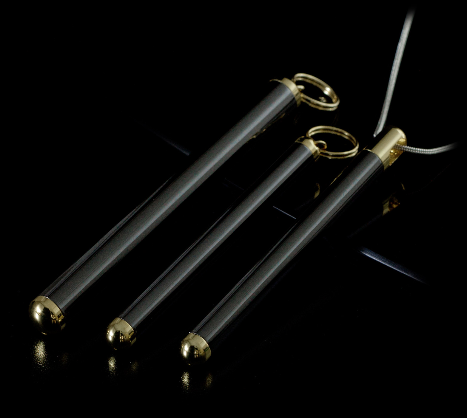 Black Purc caffeine vial Brass endcaps
